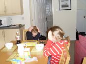 Girls being unusually shy at breakfast